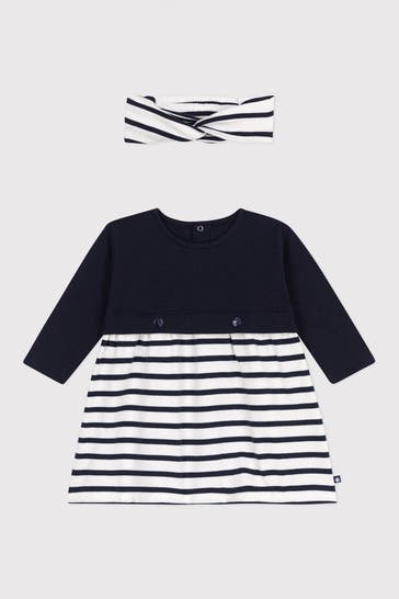 PETIT BATEAU Set: Kleid und Haarband zweifarbig