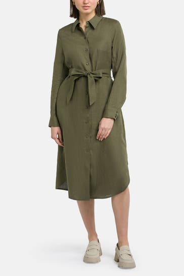 RIANI Leinenkleid oliv