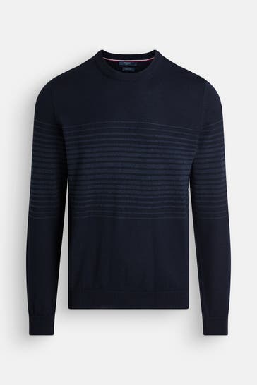 HECHTER Paris Wollmix-Pullover schwarzblau gestreift