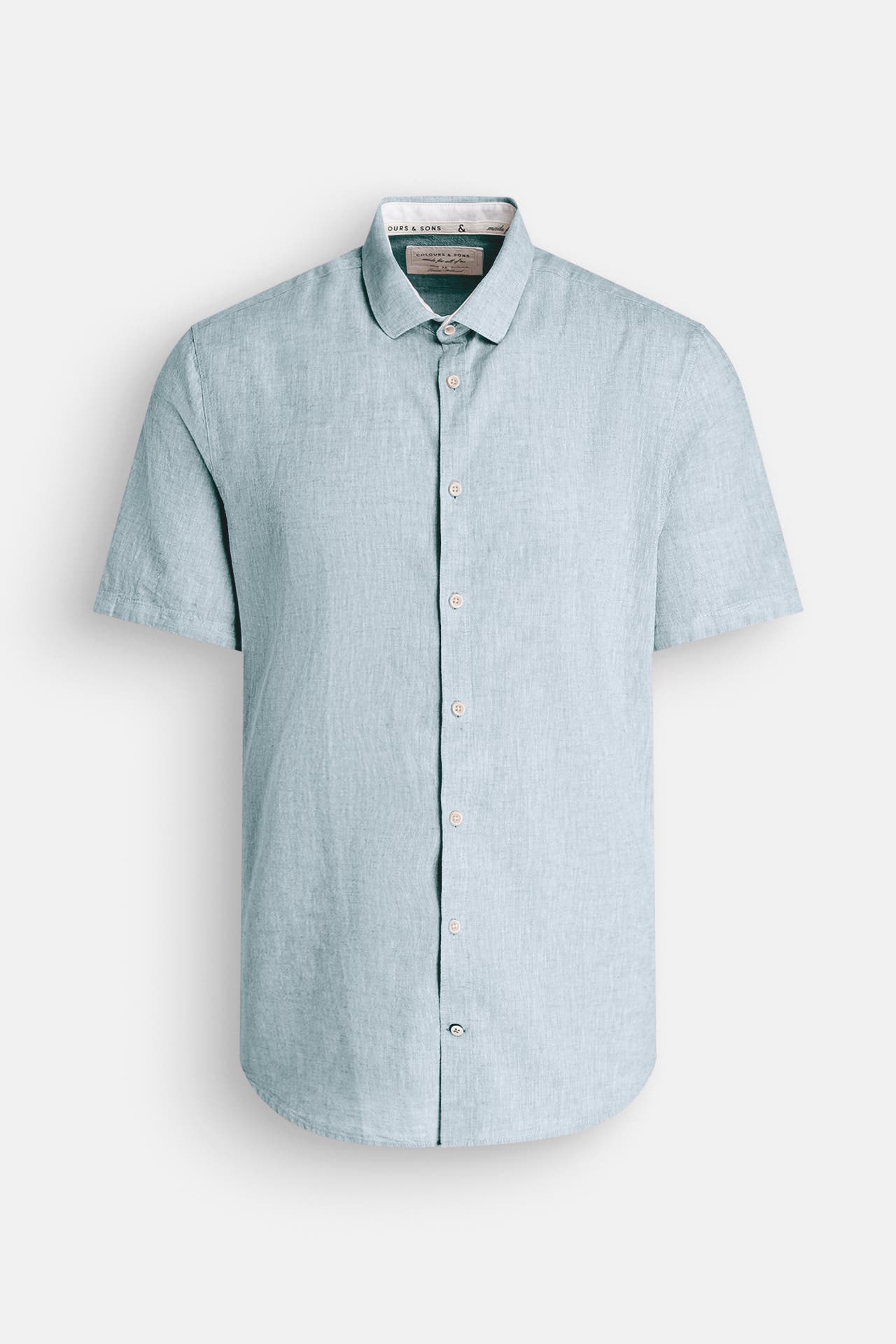 COLOURS & SONS Leinenmix-Kurzarmhemd türkis, Bild 1