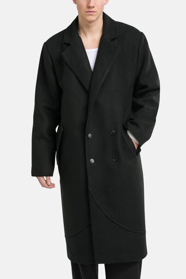 ROUGH. Wollmantel schwarz