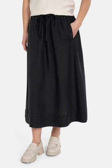 SELECTED Leinenrock schwarz