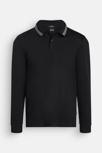 BOSS Langarm-Polo schwarz