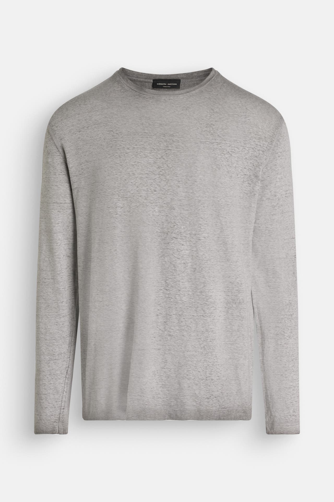 ROBERTO COLLINA Leinenmix-Longsleeve grau , Bild 1