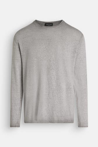 ROBERTO COLLINA Leinenmix-Longsleeve grau
