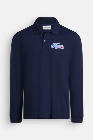 LACOSTE Langarm-Polo dunkelblau