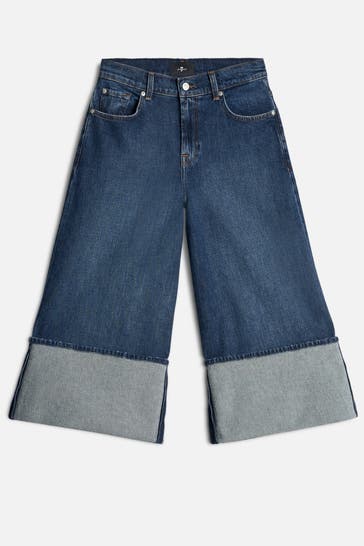 7 FOR ALL MANKIND Jeansculotte dunkelblau wide