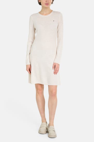 TOMMY HILFIGER Woll-Minikleid ecru