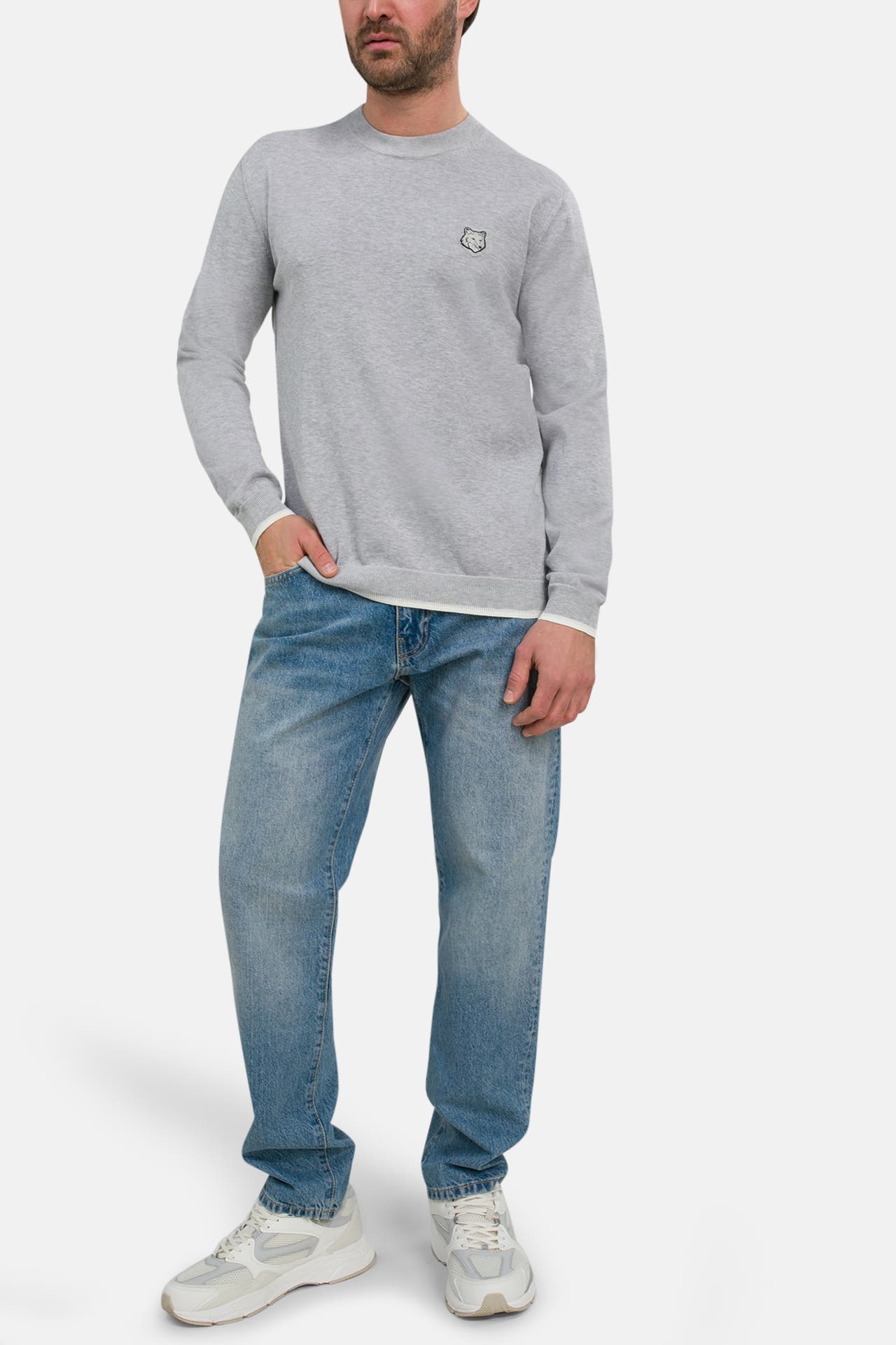 MAISON KITSUNÉ Strickpullover hellgrau, Bild 1
