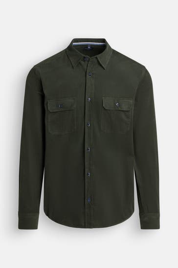 OLYMP Cord-Hemd dunkelgrün Regular Fit