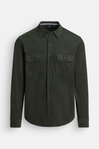 OLYMP Cord-Hemd dunkelgrün Regular Fit