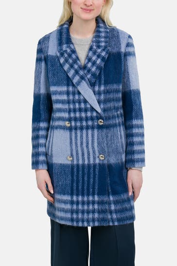 GUESS Woll,ixmantel 'Ramona' blau kariert