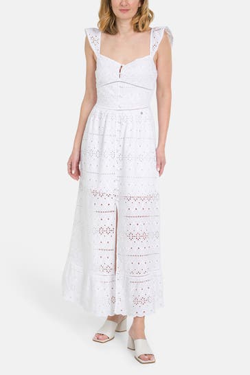 GUESS Maxikleid 'Empire' weiß
