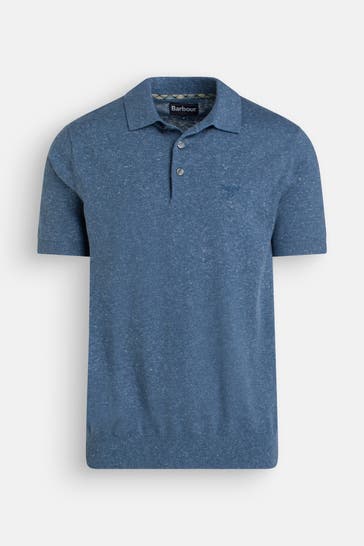 BARBOUR Leinenmix-Polo 'Muston' graublau