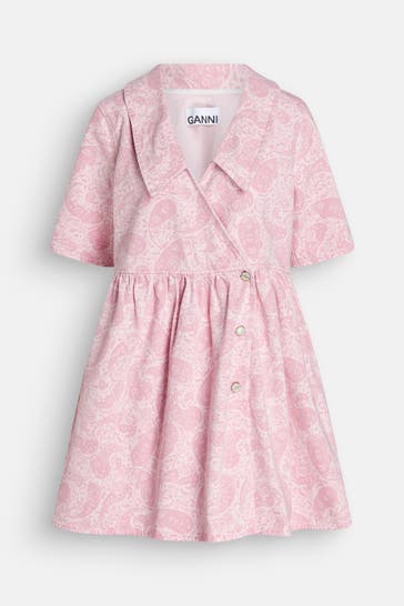 GANNI Jeanskleid rosa gemustert