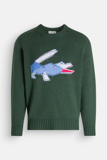 LACOSTE Wollmix-Pullover dunkelgrün