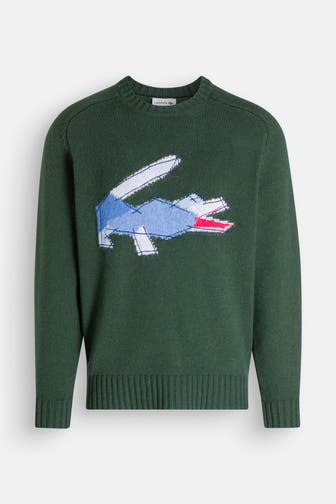 LACOSTE Wollmix-Pullover dunkelgrün