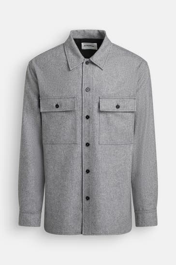JIL SANDER Woll-Overshirt grau