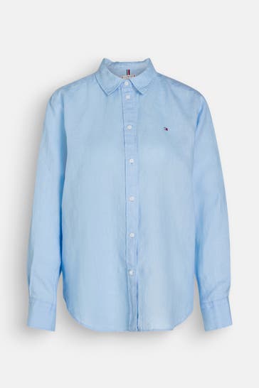 TOMMY HILFIGER Leinenbluse hellblau