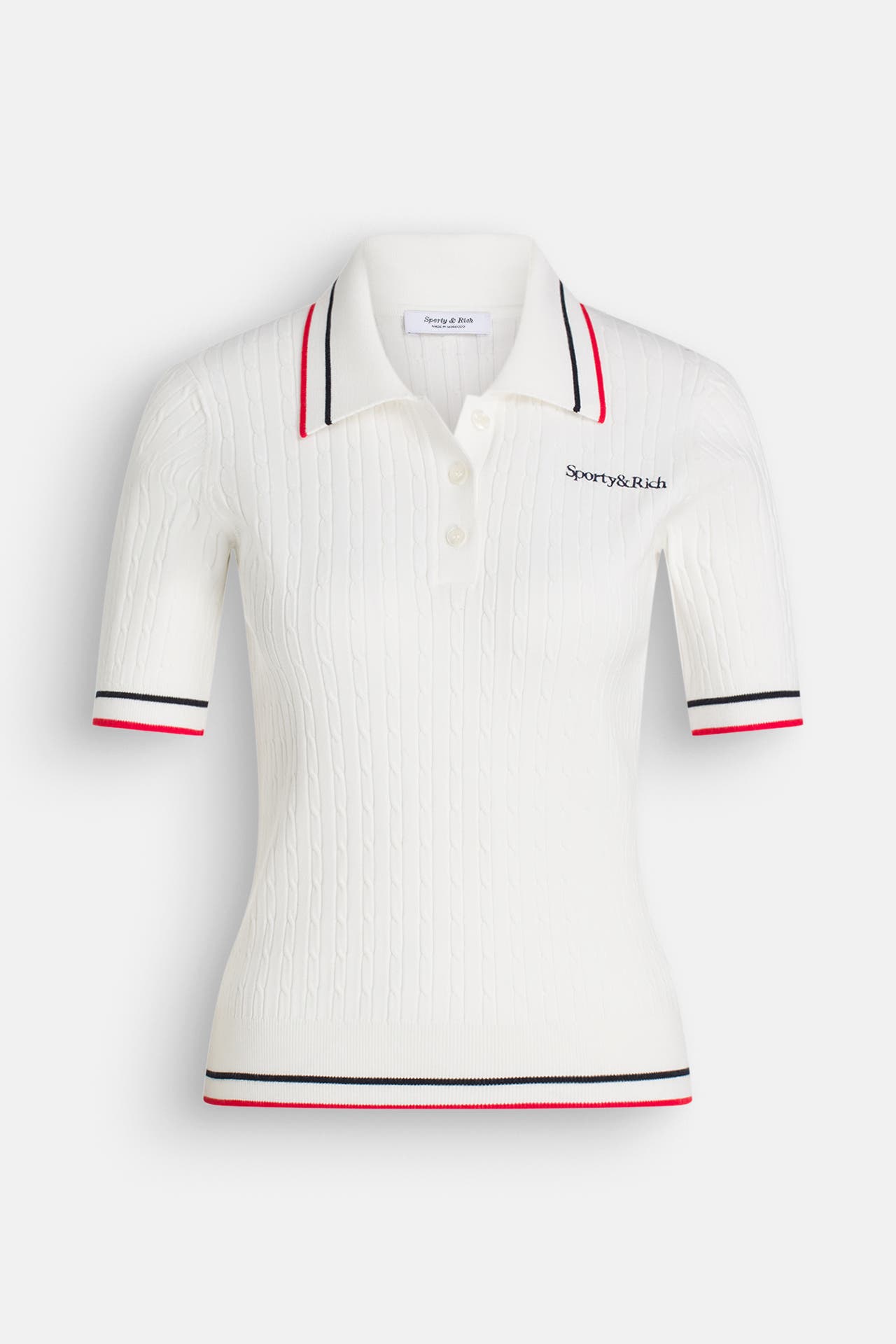 SPORTY & RICH Strick-Polo weiß, Bild 1