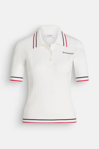 SPORTY & RICH Strick-Polo weiß