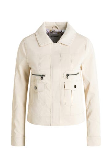 DESIGUAL Lederjacke creme