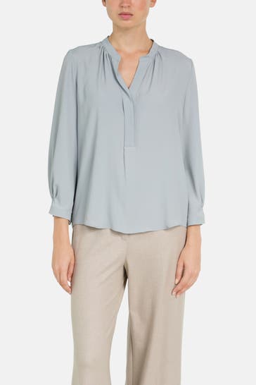 LUISA CERANO Seidenmix-Blusenshirt graublau