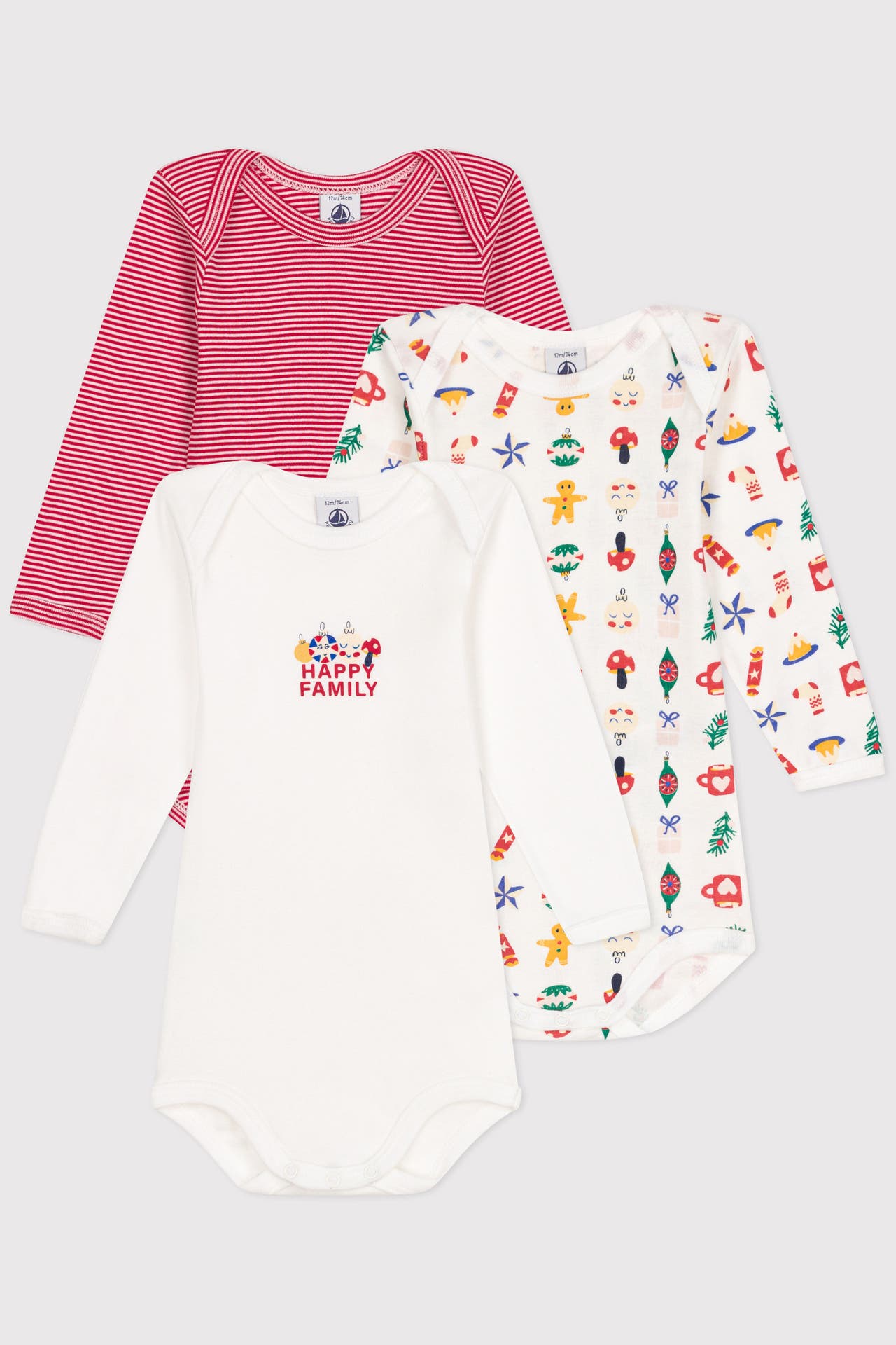 PETIT BATEAU 3er-Pack Bodies gemustert, Bild 1