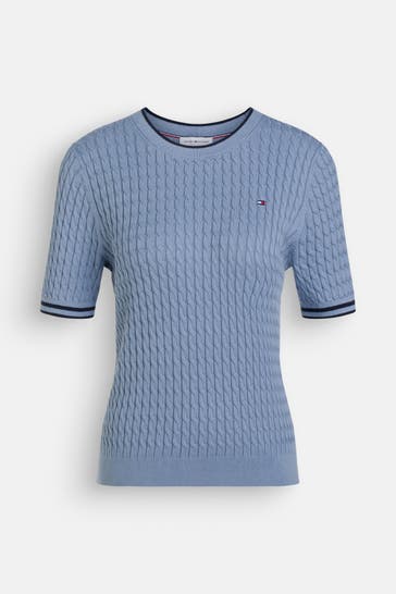 TOMMY HILFIGER Strickshirt azurblau