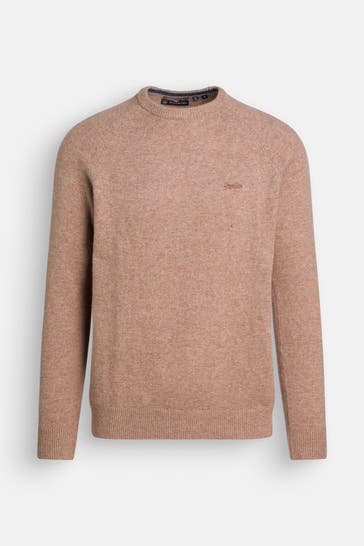 SUPERDRY Wollmix-Strickpullover hellbraun