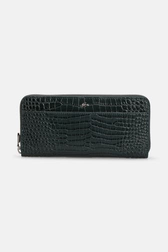 LACOSTE Ledergeldbörse dunkelgrün