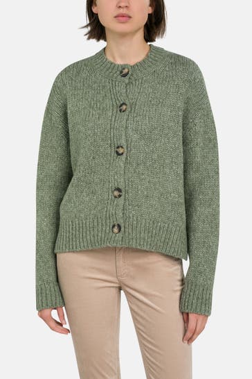 MARC O'POLO DENIM Wollmix-Strickjacke grün