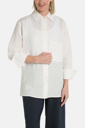 MARC O'POLO Leinenbluse weiß