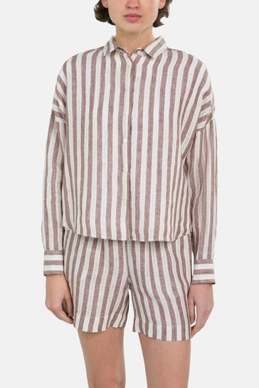 0039 ITALY Leinenmix-Bluse 'Lucy' gestreift