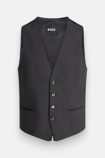 BOSS Wollmix-Weste dunkelgrau