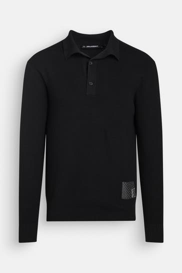 KARL LAGERFELD Langarm-Polo schwarz