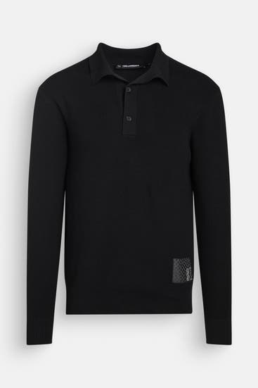 KARL LAGERFELD - Langarm-Polo schwarz