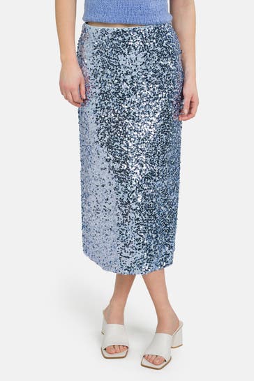 NEO NOIR Paillettenrock hellblau