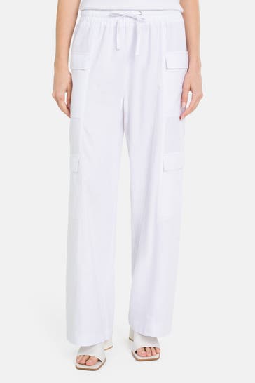 DKNY Leinenmix-Stoffhose weiß