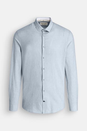 COLOURS & SONS Leinenmix-Hemd türkis