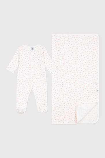 PETIT BATEAU Set: Strampler und Decke gemustert