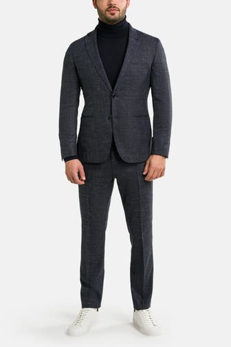 BOSS Schurwoll-Anzug 'Huge' graublau