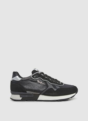 PEPE JEANS Sneaker 'Brit Sequins' schwarz