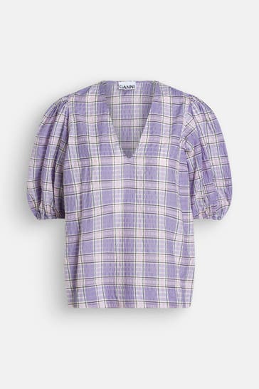 GANNI Blusenshirt kariert