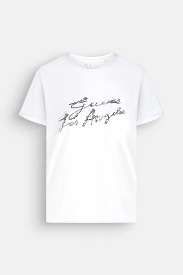 GUESS - T-Shirt 'Nissa' weiß