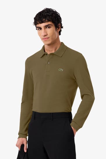 LACOSTE Langarm-Polo khaki