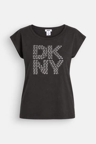 DKNY T-Shirt 'Grommet' schwarz