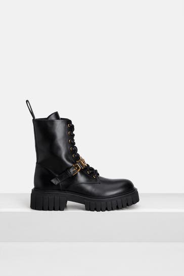 VERSACE Lederstiefeletten schwarz