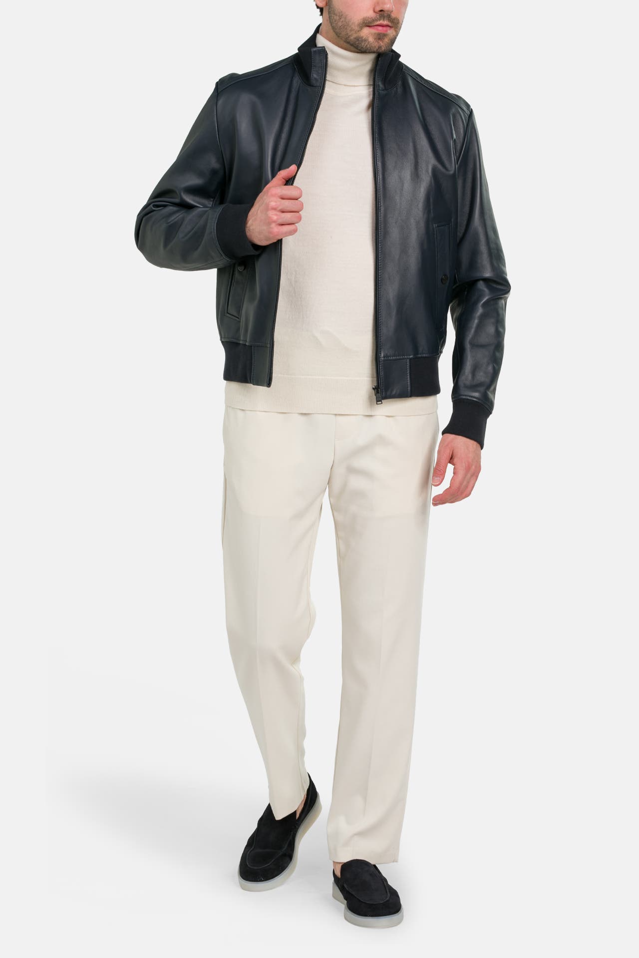 BOSS Leder-Blouson 'Nafan' schwarz, Bild 1