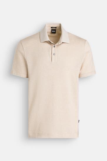 BOSS Leinenmix-Polo-Shirt beige meliert